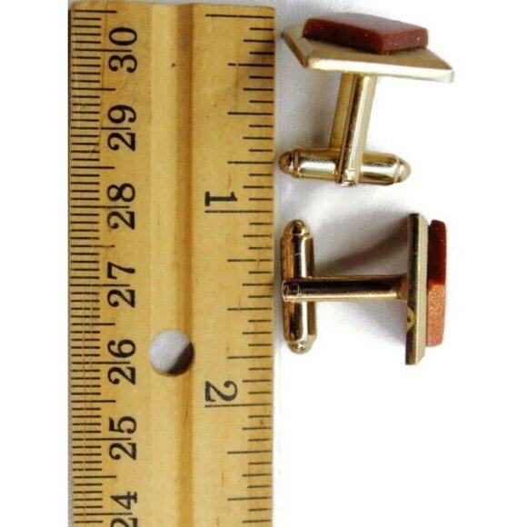 Dante Square Metalic Brown Cufflinks Gold Tone Tux Shirt Dress Suit Vintage - Picture 4 of 10